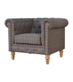 Pewter Tweed Chesterfield Armchair