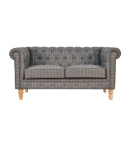 Canapé Chesterfield 2 places en tweed couleur étain