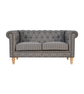 Canapé Chesterfield 2 places en tweed couleur étain