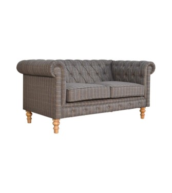 Canapé Chesterfield 2 places en tweed couleur étain
