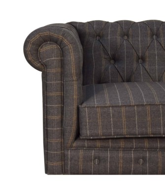 Canapé Chesterfield 2 places en tweed couleur étain