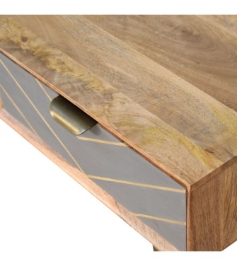 Bureau en ciment et laiton avec câbles