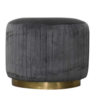 Grey Velvet Pleated Footstool