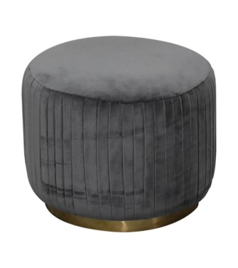 Grey Velvet Pleated Footstool