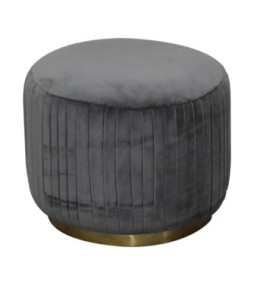 Grey Velvet Pleated Footstool