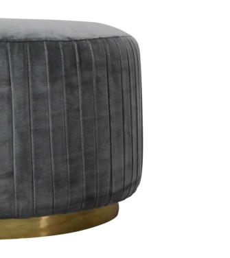 Grey Velvet Pleated Footstool