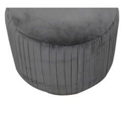 Grey Velvet Pleated Footstool