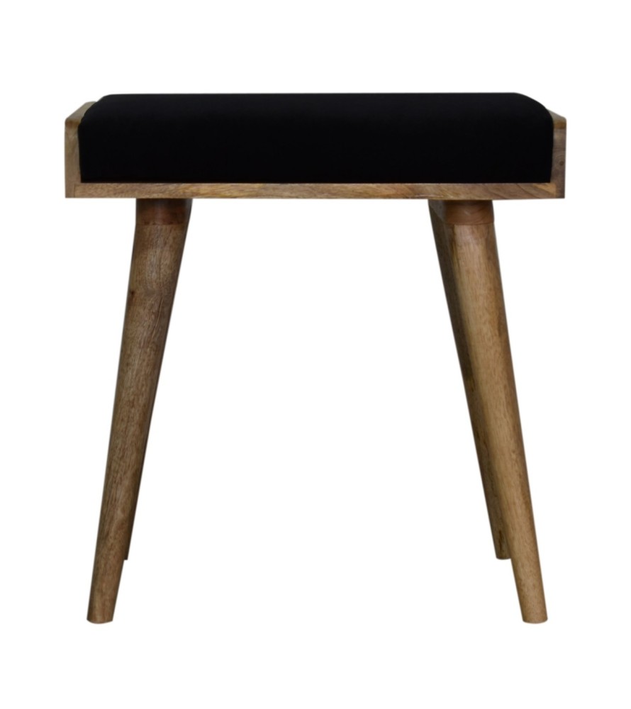 Black Velvet Tray Style Footstool