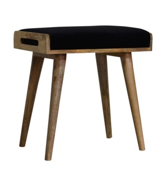 Black Velvet Tray Style Footstool