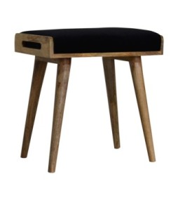 Black Velvet Tray Style Footstool