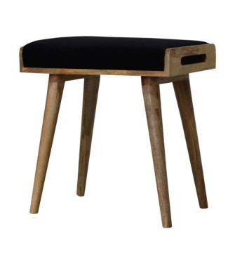 Black Velvet Tray Style Footstool