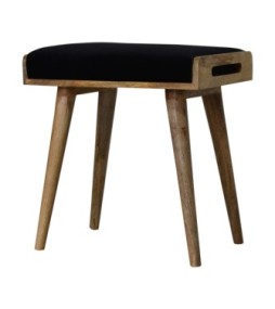 Black Velvet Tray Style Footstool
