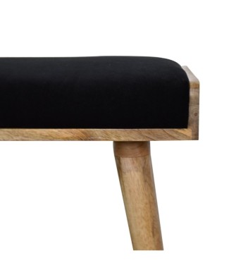 Black Velvet Tray Style Footstool