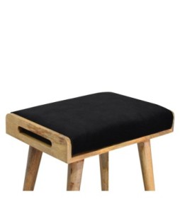 Black Velvet Tray Style Footstool