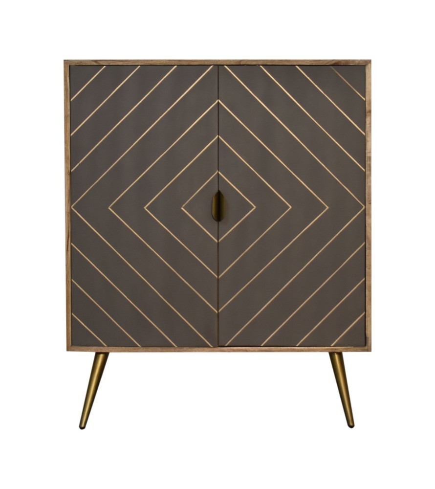 Cement Brass Inlay Cabinet