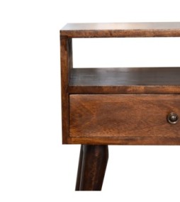 Table de chevet moderne en bois massif finition châtaigne