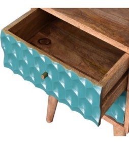 Table de chevet à fente ouverte couleur sarcelle alvéolée