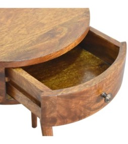 Table de chevet demi-cercle finition châtaigne