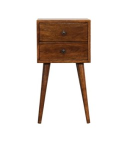 Table de chevet Mini à 2 tiroirs couleur châtaigne