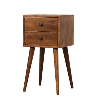 Table de chevet Mini à 2 tiroirs couleur châtaigne