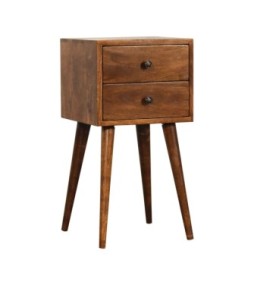 Table de chevet Mini à 2 tiroirs couleur châtaigne
