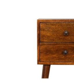 Table de chevet Mini à 2 tiroirs couleur châtaigne