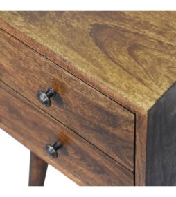 Table de chevet Mini à 2 tiroirs couleur châtaigne