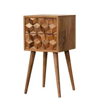 Table de chevet Mini Cube sculptée à 2 tiroirs