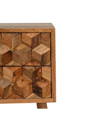 Table de chevet Mini Cube sculptée à 2 tiroirs