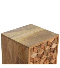 Table de chevet Mini Cube sculptée à 2 tiroirs