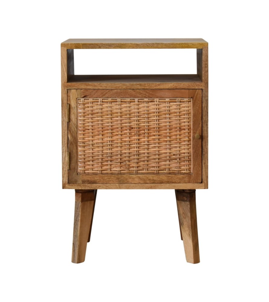 Table de chevet à porte tricotée