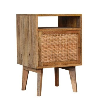 Table de chevet à porte tricotée