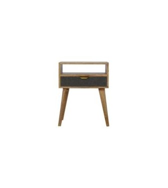 Table de chevet en tweed gris avec fente ouverte