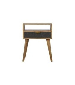 Table de chevet en tweed gris avec fente ouverte