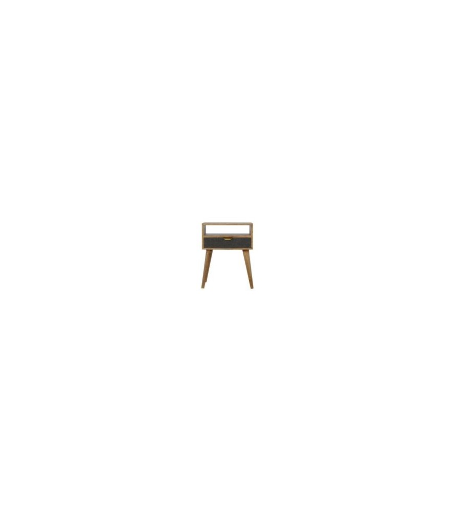 Table de chevet en tweed gris avec fente ouverte