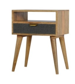 Table de chevet en tweed gris avec fente ouverte