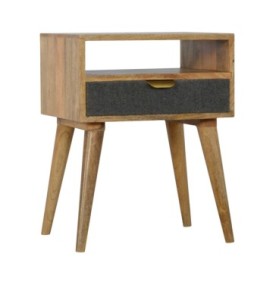 Table de chevet en tweed gris avec fente ouverte