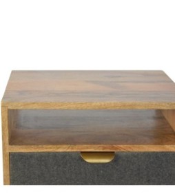 Table de chevet en tweed gris avec fente ouverte