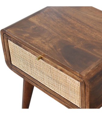 Table de chevet en finition châtaigne tressé