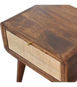Table de chevet en finition châtaigne tressé