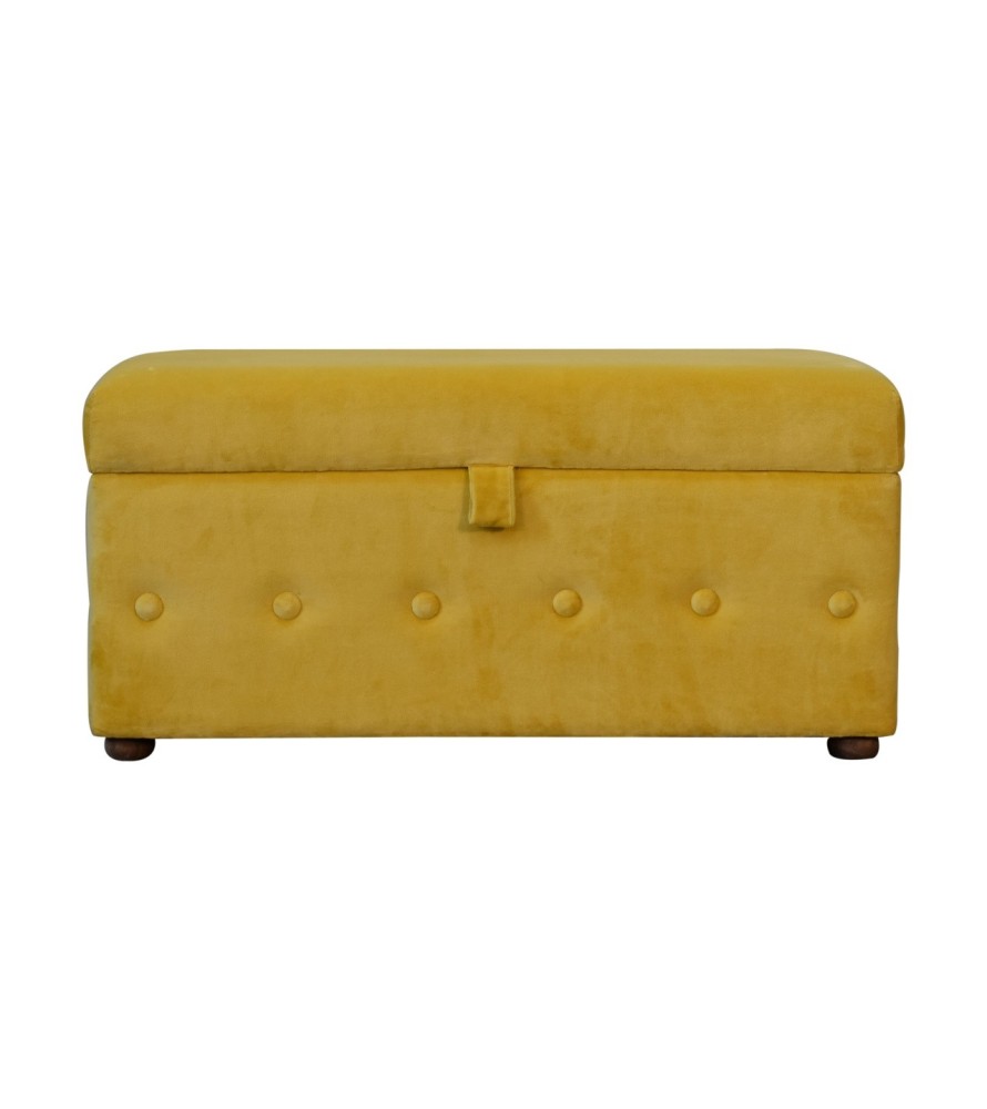 Mustard Velvet Lid-up Ottoman