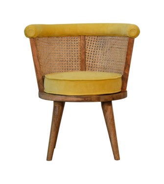 Fauteuil nordique Larissa en velours moutarde
