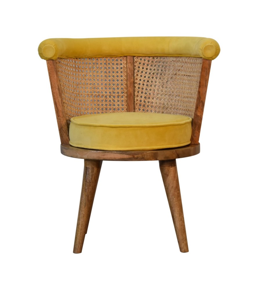 Fauteuil nordique Larissa en velours moutarde