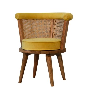 Fauteuil nordique Larissa en velours moutarde