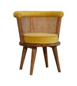 Fauteuil nordique Larissa en velours moutarde