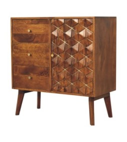 Chestnut Cubed Brass Inlay Cabinet