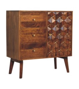 Chestnut Cubed Brass Inlay Cabinet