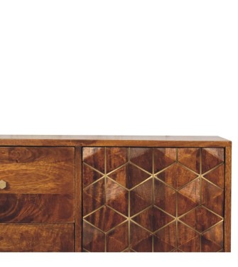 Chestnut Cubed Brass Inlay Cabinet
