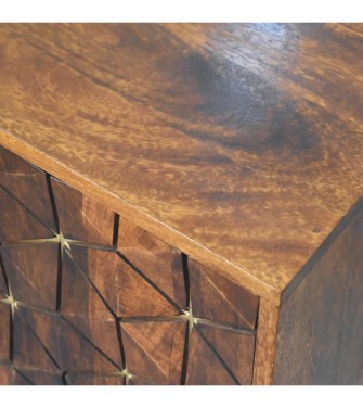 Chestnut Cubed Brass Inlay Cabinet