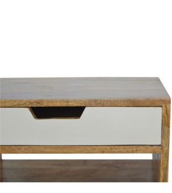 Table de chevet ajourée grise et blanche